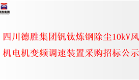 四川2026世界杯（中国区）官方中文网站-Officia
钒钛炼钢除尘10kV风机电机变频调速装置采购招标公示