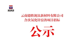云南德胜钒钛新材料有限公司含次氧化锌窑渣项目招标公告
