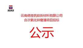 云南德胜钒钛新材料有限公司含次氧化锌窑渣项目招标公告